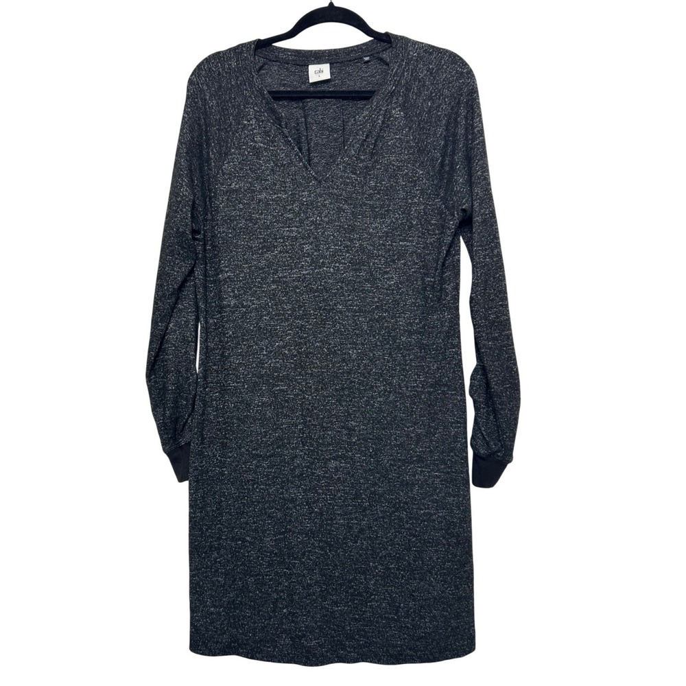 Cabi PJ Dress Women's S Charcoal Heathered Long Sleeve V Neck Knit Soft Comfort